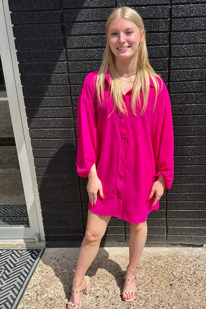 Fuchsia Shirt Dress