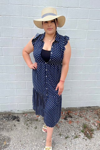 On The Dot Button Down Dress