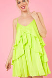 Neon Green Tiered Dress