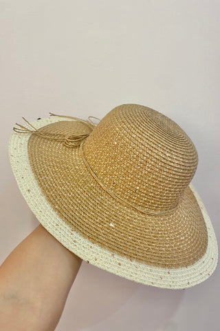 Round Sequin Straw Hat