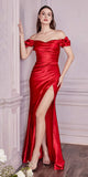 Cinderella Divine KV1056 Fitted Gathered Satin Gown