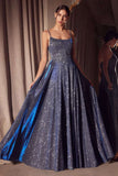 Ladivine Amoris T213 Sleeveless Spaghetti Strap A-Line Glitter Gown