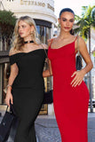 Astee T503 Off the Shoulder Halter Strap Fitted Stretch Dress