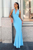 Astee T505 Sleek Halter Neck Fitted Stretch Gown
