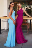 Astee T506 Multi-Way Adjustable Neckline Fitted Stretch Formal Dress