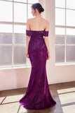 Ladivine Amoris T603 Off Shoulder Classic Modest Fitted Prom Gown