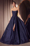 Ladivine Amoris T701 Strapless Glitter A-Line Gown