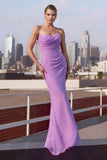 Ladivine Amoris T702 Strapless Scoop Neckline Fitted Chiffon Dress
