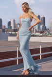 Ladivine Amoris T702 Strapless Scoop Neckline Fitted Chiffon Dress