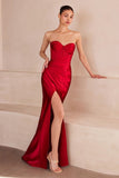 Ladivine Amoris T708 Strapless Fitted Satin Prom Gown