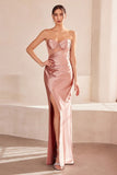 Ladivine Amoris T708 Strapless Fitted Satin Prom Gown