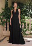 Amoris T715 Halter Neck Chiffon A-Line Gown