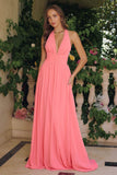 Amoris T715 Halter Neck Chiffon A-Line Gown