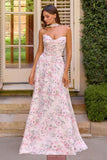 Amoris T717 Floral Chiffon A-Line Gown Corset Back
