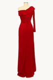 Ladivine Amoris T808 One Sleeve Off Shoulder Fitted Gown with Slit