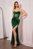 Ladivine Amoris T812 Long Fitted Sheer Bodice Cowl Neck Satin Prom Dress