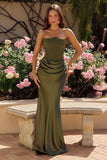 Amoris T816 Matte Satin Bodice Detachable Scarf Column Dress