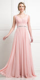 Cinderella Divine W0014 Long Gown Sleeveless Pleated Rhinestone Waist