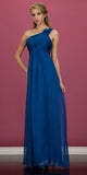 CLEARANCE - Cinderella Divine 7716 Long One Shoulder Chiffon Empire Dress