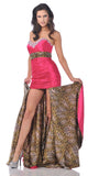 CLEARANCE - Cinderella Divine 7558 Strapless Fuchsia Leopard Print Dress (Size 10)