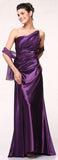 CLEARANCE - Cinderella Divine 7702 Rhinestone Straps One Shoulder Long Satin Gown (Size 2XL)