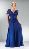 CLEARANCE - Cinderella Divine 1452 - Floor Length Black Dress Lace Top V-Neck (Size 2XL)