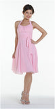 CLEARANCE - Halter Strap Yellow Chiffon Knee Length Dress With Bow (Size Small)