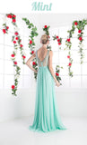 Cinderella Divine 5061 Sheer Beaded Strap Flowy Evening Dress