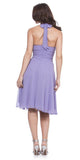 CLEARANCE - Halter Strap Yellow Chiffon Knee Length Dress With Bow (Size Small)
