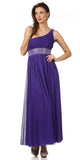 CLEARANCE - Celavie 2095L Dinner Party Long Plum One Shoulder Dress Chiffon (Size XL)