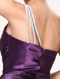 CLEARANCE - Cinderella Divine 7702 Rhinestone Straps One Shoulder Long Satin Gown (Size 2XL)