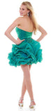 CLEARANCE - Metallic Organza Short Bubble Strapless Ruched Dress (Size XS)