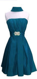 CLEARANCE - Cinderella Divine 5039 Knee Length Teal A-Line Dress (Size M)