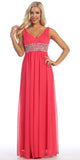 CLEARANCE - Celavie 7003 V-Neck Empire Dress Chiffon A-Line (Size S)