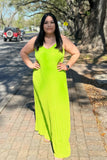 Lime Pleats Maxi Dress