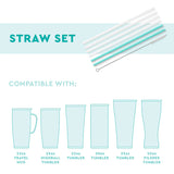 Rainbow Stripe + Aqua Reusable Straw Set