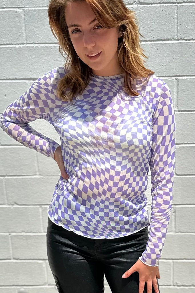 Checkered Off Sheer Top The Salted Hippie Boutique
