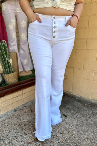 Layla High Rise White Flare Jeans – The Salted Hippie Boutique