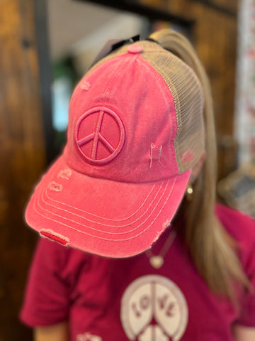 CC Peace Sign Criss Cross Caps