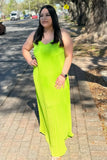 Lime Pleats Maxi Dress